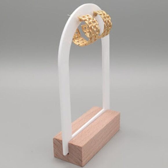 Vintage Mesh Link Mini Hoops - Picture 2 of 5